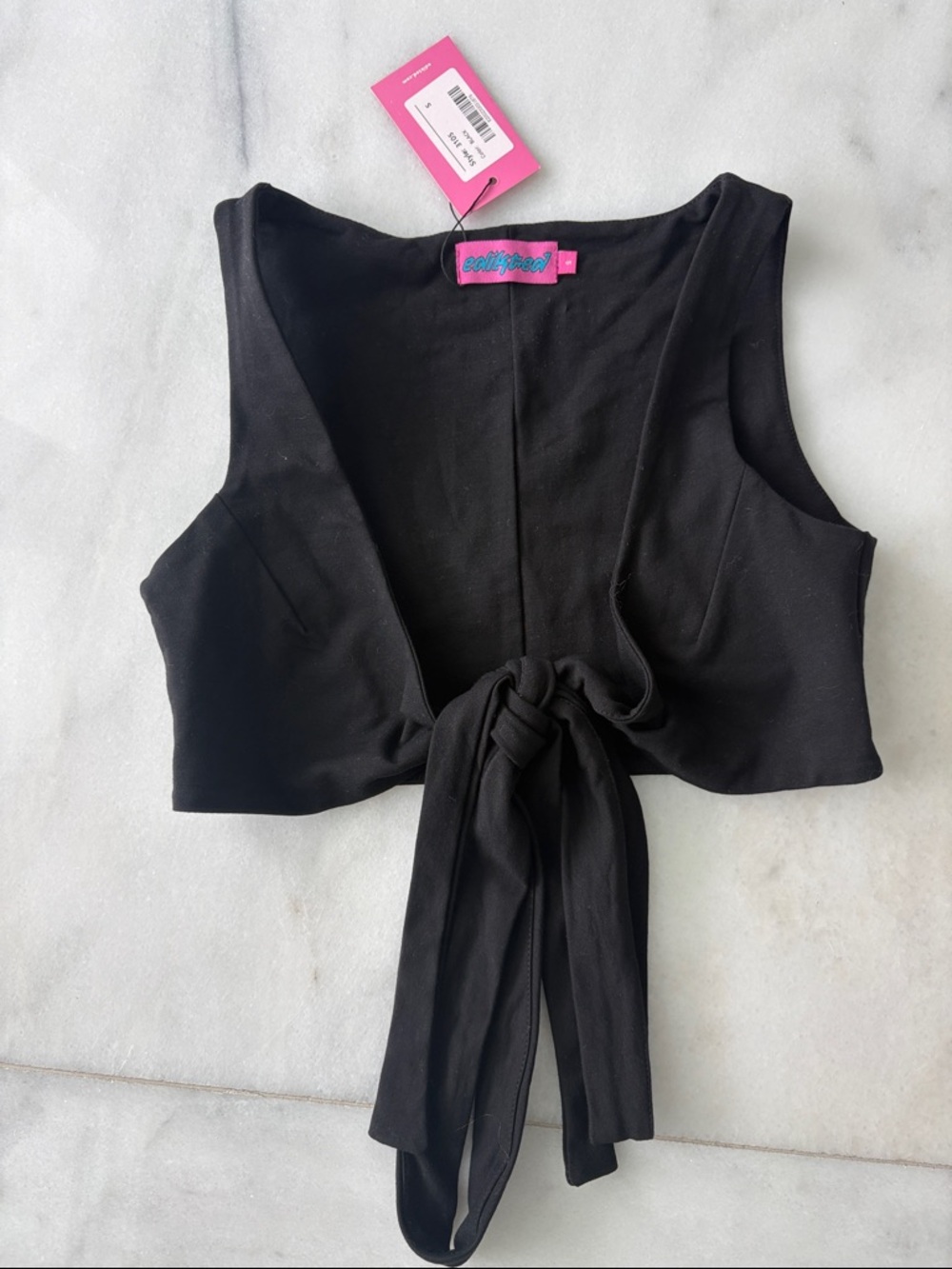 Lovers + Friends Black Front Tie Cropped Vest